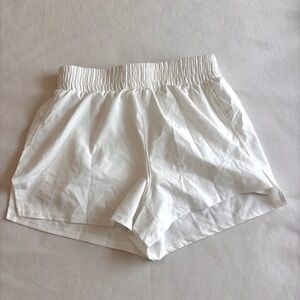 White Athletic Training Shorts with built-in spandex shorts, Size Small, White